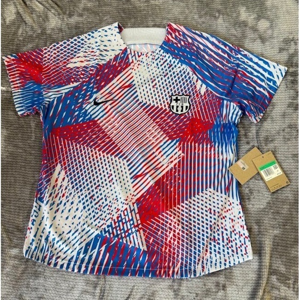 Nike FC Barcelona Pre-Match Soccer Jersey Womens XL Red Blue‎ White DX3550-102